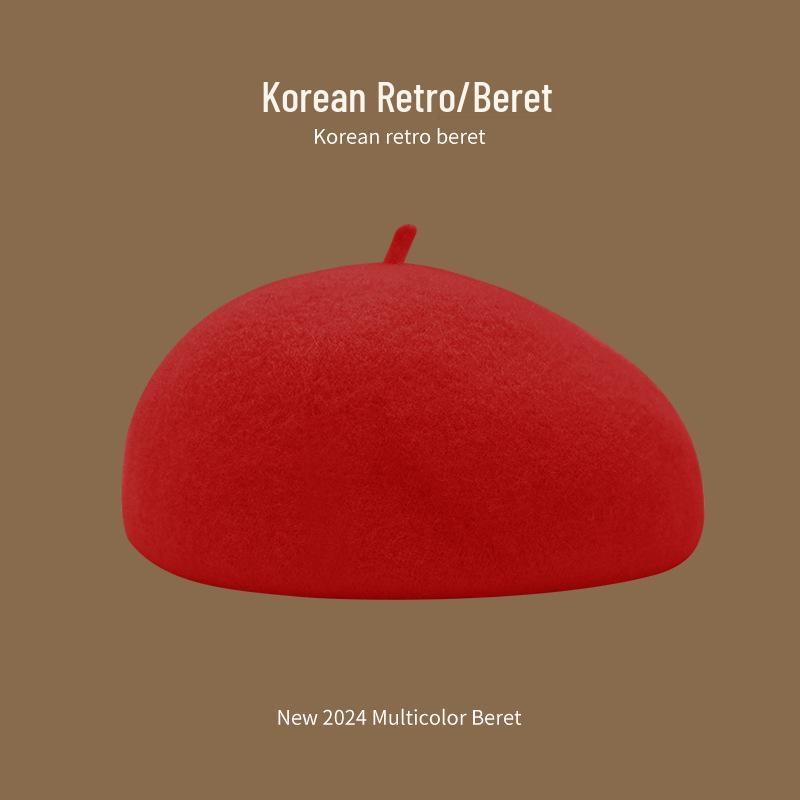 Korean Style Women's Wool Knit Beret – Warm Retro Octagonal Hat