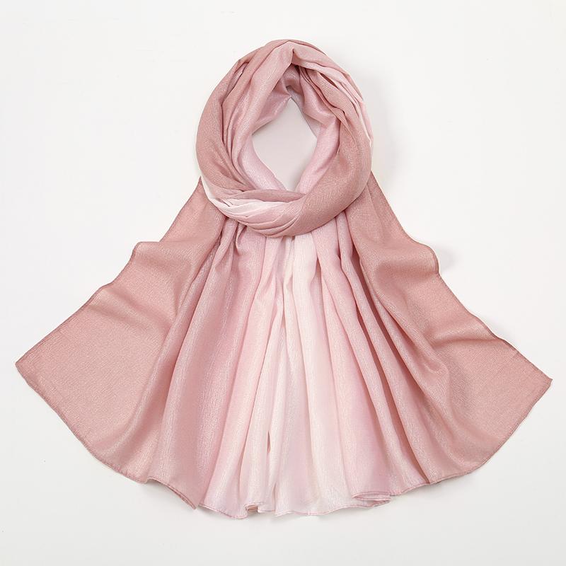 Women Glitter Shiny Hijab Scarf Gradient Shawls Muslim Ombre Turban Islam Ladies Shimmer Elegant Stole Gradient Shawl Tippet