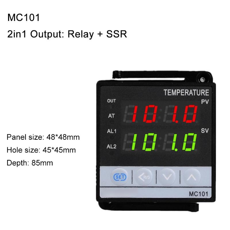 MC101 Digitaler PID-Temperaturregler Relais-/SSR-Ausgang 48mmx48mm 85-265VAC Unterstützt ℃/℉ Temperaturanzeige