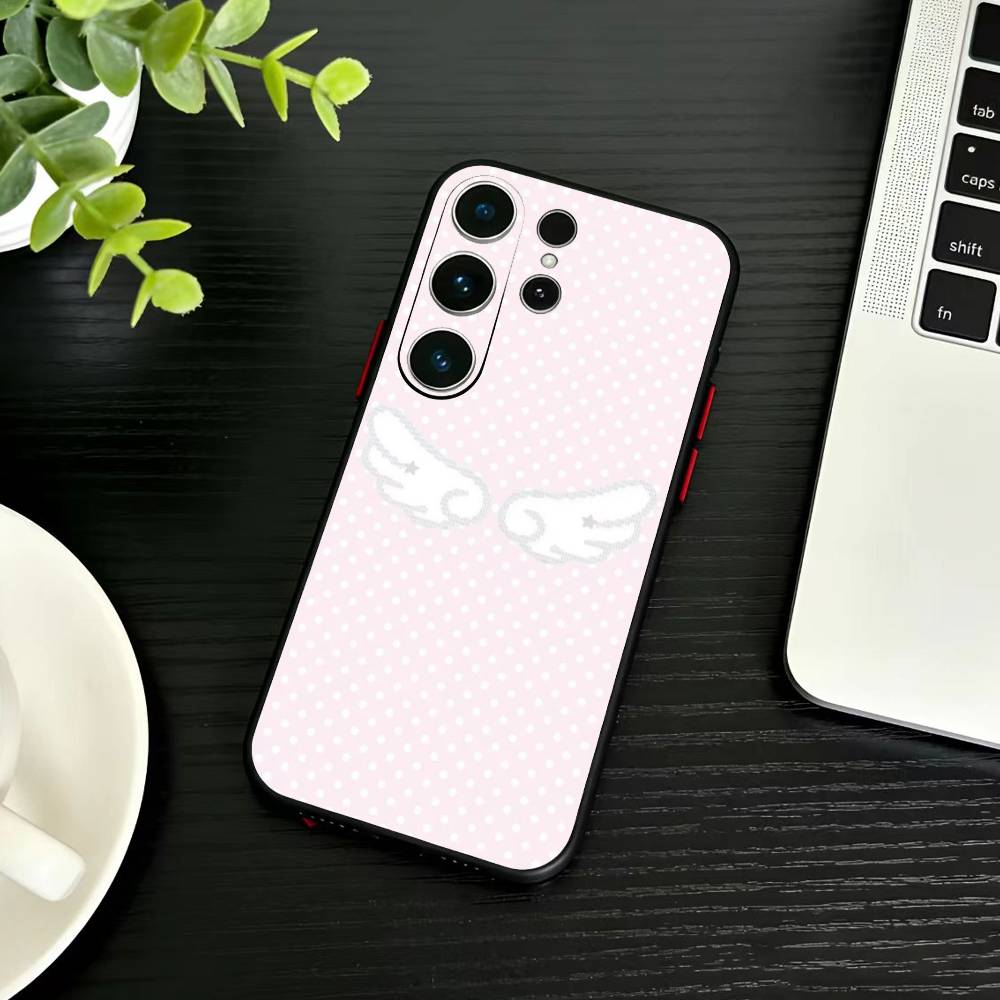 Mode Niedlich ins Koreanisch Engel Flügel Handyhülle Für Samsung S26,S25,S24,S23,S22,S30,S21,Ultra,Plus,FE 5G Schwarz Weiche Abdeckung