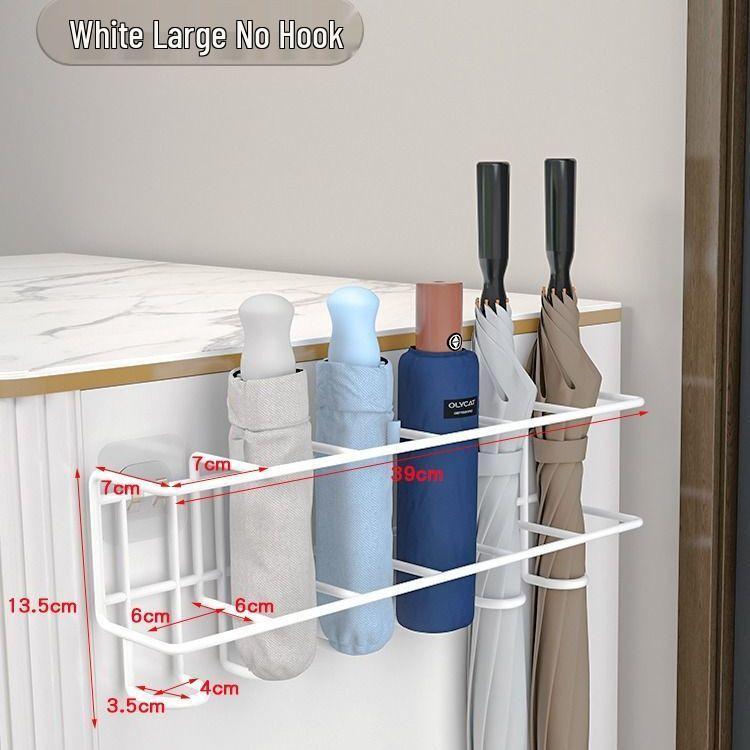 Wall-Mounted Umbrella Rack with Hooks for Entrance Doorway