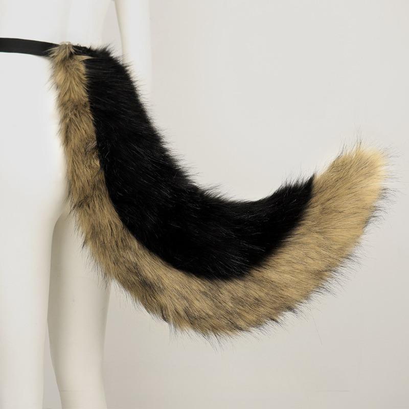 2Pcs/set Animal Fursuit Ears Tail Halloween Party Cosplay Headwear Plush Beast Wolf Tails Fox Ears Hair Band Furry Dog COS Tail