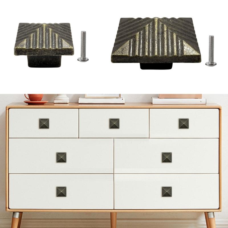 Heavy Duty Zinc Drawer Pulls with Retro Square Design Easy Installation Cupboard Handles for Furniture Hardware