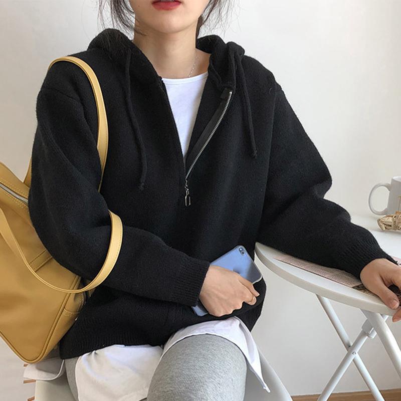 Вязаный кардиган с капюшоном на молнии — фото 8