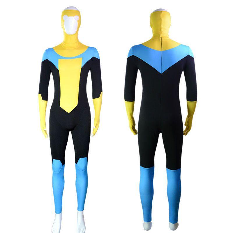 Invincible Kid Cosplay Costume Invincible Hero Cosplay Jumpsuit with Cape in Stock