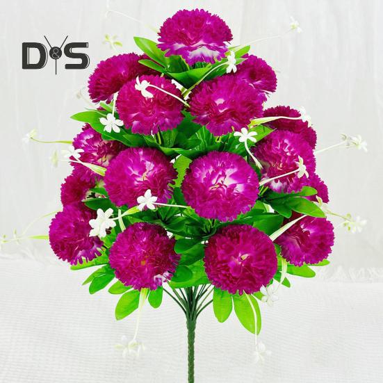 Artificial Carnation Realistic 18 Head Fake Silk Flower UV Resistant Wedding Party Indoor Outdoor Garden Yard Faux Flower Plants Decoration