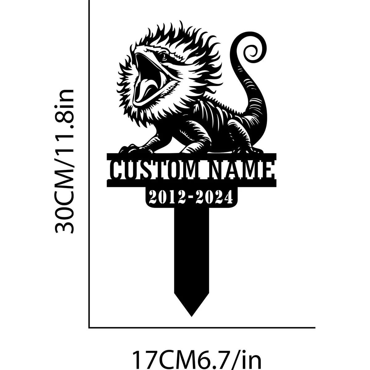 Metal Sign Bearded Dragon Memorial Personalized Outdoor Yard Decor