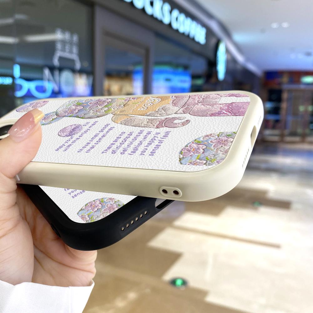 Purple Flower Cute Bear PU Leather Phone Case for iPhone 15 14 13 12 Pro Max Samsung Galaxy S23 Ultra S20 FE A52 Redmi Xiaomi POCO Soft Cover