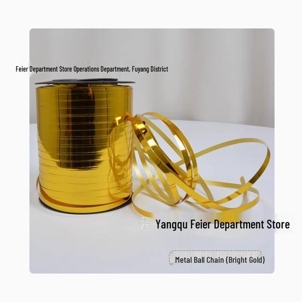Balloon Accessories: 500-Yard Embossed Colored Ribbon, Metallic Balloon String, and Tying String.