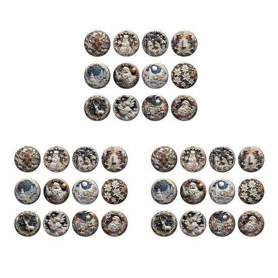 Christmas Wooden Ornaments Round Vintage Nativity Scene Santa Snowman Hanging Decoration for Xmas Tree Winter Party Home Decor