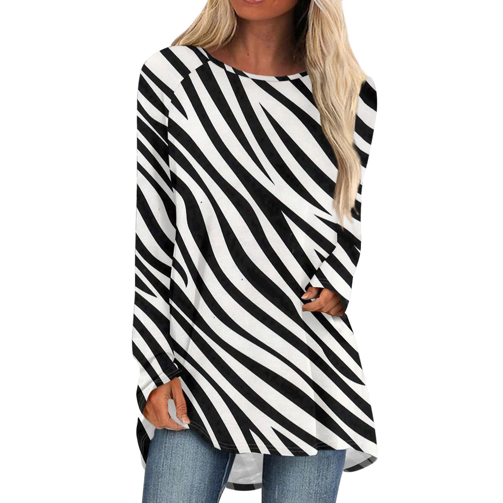 

Жіноча осінньо-зимова повсякденна довга вільна футболка з довгими рукавами та круглим вирізом XXL