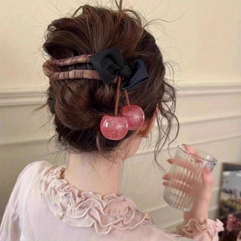 1pc Elegant Cherry Duckbill Clips, Hairpins, Premium Ponytail Clips, Hair Clips, And Hair Additions