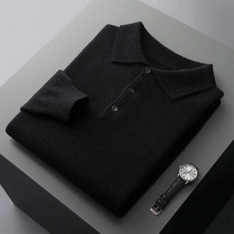 

Men s Business Casual Wool-Cashmere Polo Sweater - 2023 Autumn/Winter Collection M