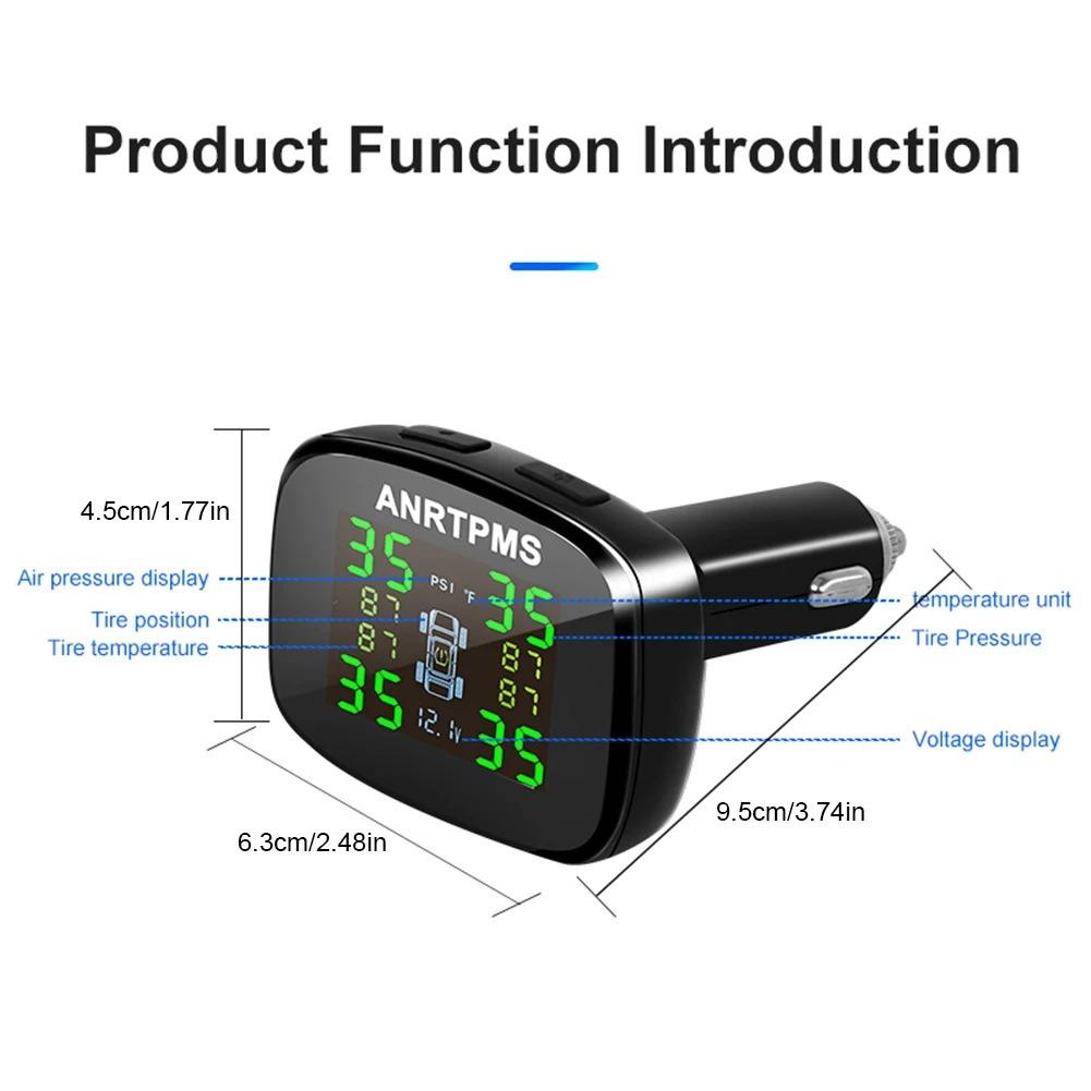 Car Accessories Car TPMS USB Digital Tpms Tire Pressure Alarm System Wireless Universal TPMS Sensors with 4 External Sensors Auto Security Alarm