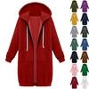 Long Sleeve Hooded Sweatshirt Jacket for Women Loose Fit Elongated with Pockets