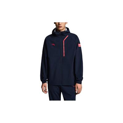 Veste coupe-vent à capuche zippée avec imprimé logo pour homme Bleu 952237605-2
