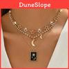 Geometric Star Moon Necklace For Women With Zinc Alloy Pendant Boho Style Casual Jewelry