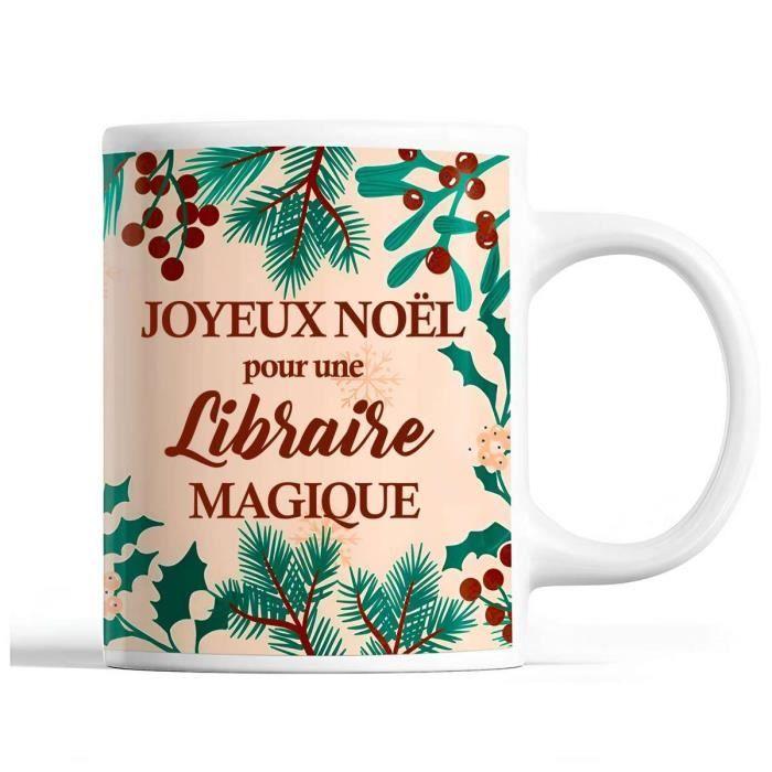 Mug - Noël Libraire femme - Beige - 325 ml - Résistant lave-vaisselle et micro-onde