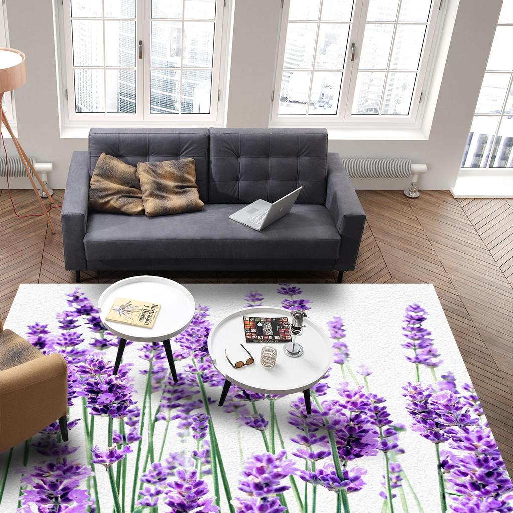Rustic Lilac Flower Purple Lavender Plant Carpets for Bedroom Living Room Modern Home Floor Large Non Slip Rug Entrance Door Mat