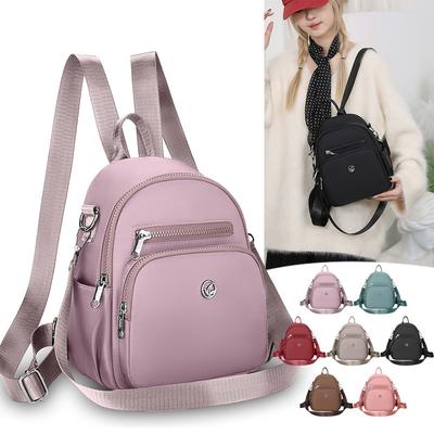 Mochila Feminina Cor Sólida Leve Mochila Escolar Estudantil Multifuncional Transversal Ombro Bolsa de Mão