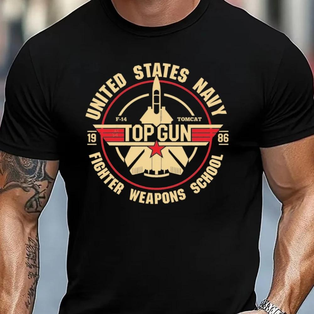 

Men s Top Gun US Navy Fighter School Graphic T-shirt Casual Fit Round Neck Comfortable Machine Washable Suitable Spring Summer XXXL білий