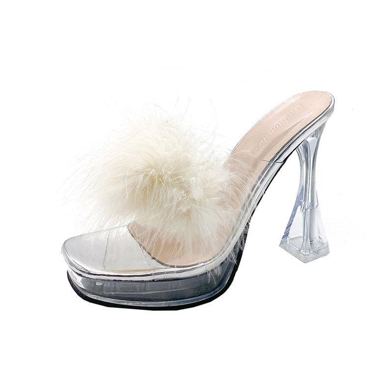 

Сказочный ветер пух драг лето 2025 новый хрустальный каблук ощущение верхняя одежда и водонепроницаемые столовые туфли на высоком каблуке 43 серебряный