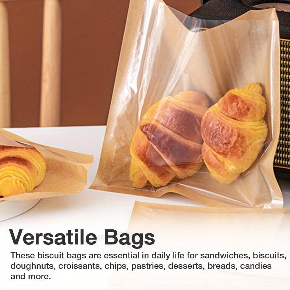 100pcs Bakery Bags with Window Paper Sandwich Bags Donut Bags To Go Bakery Paper Bags for Treat Snack Cookie Packaging