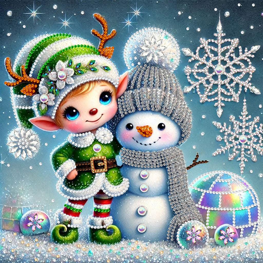 Snowman 5D DIY Diamond Art Painting Kit for Home Wall Decoration Special Shape Partial Drill Dimond Art Painting 30x30cm