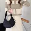 Fashi Elegant Cloud Bag Pure-color Versatile Messenger Bags Niche Design Drawstring Pleated Bag High-quality Nyl Casual Bags