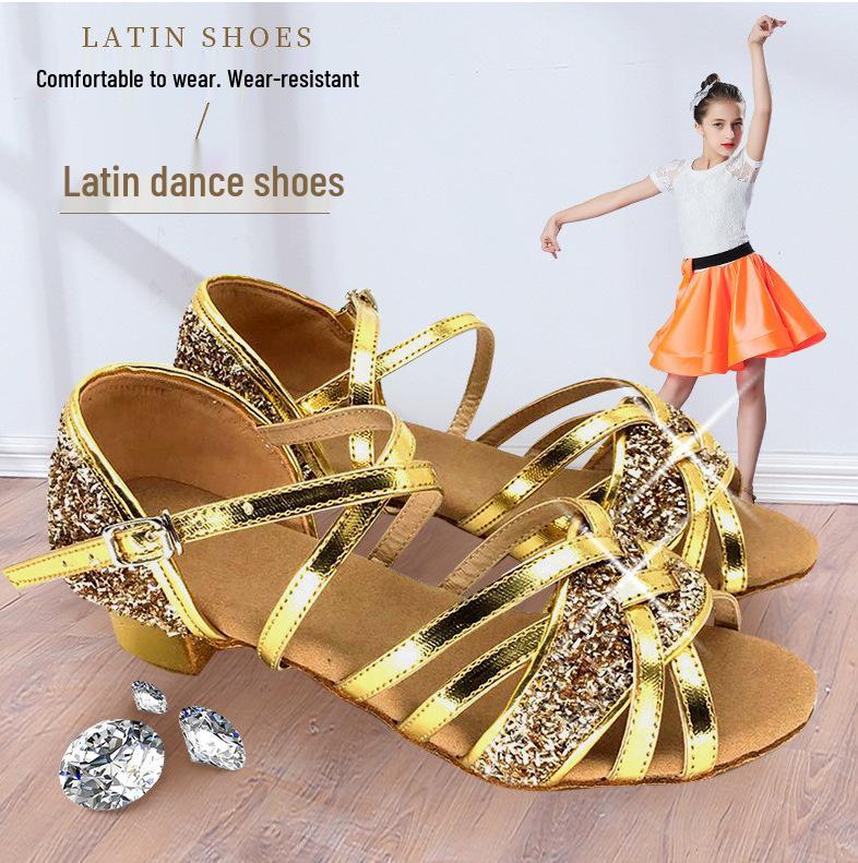 Banqiao Di Girls' Latin Dance Shoes - Spring/Summer Five Strap Practice and Competition Shoes
