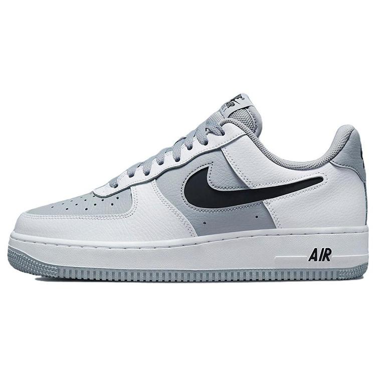 New Nike Air Force 1 Low Cut Out White Grey Black Swoosh DV3501-100