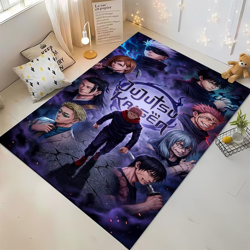 Japanese Anime Jujutsu Kaisen Printed Flannel Non-Slip Carpet Home Decor Suitable for Living Room and Room