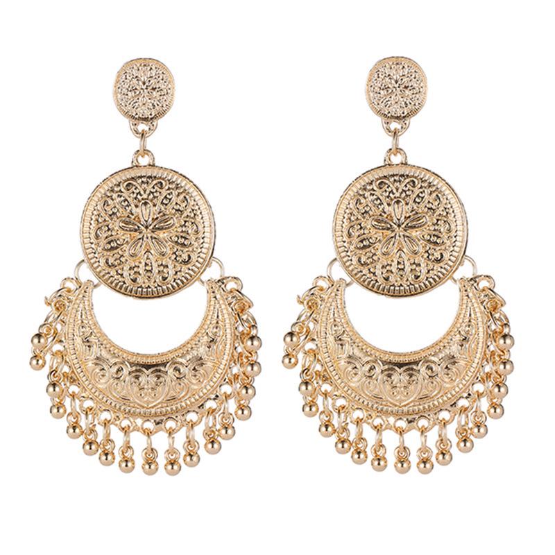 Bohemian Ethnic Carved Geometric Alloy Dangle Earrings