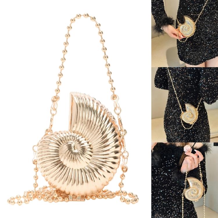 Womens Conch Shape Purse Elegant Acrylic Evening Bag with Chain Strap Crossbody Shoulder Small Handbag for Wedding Party