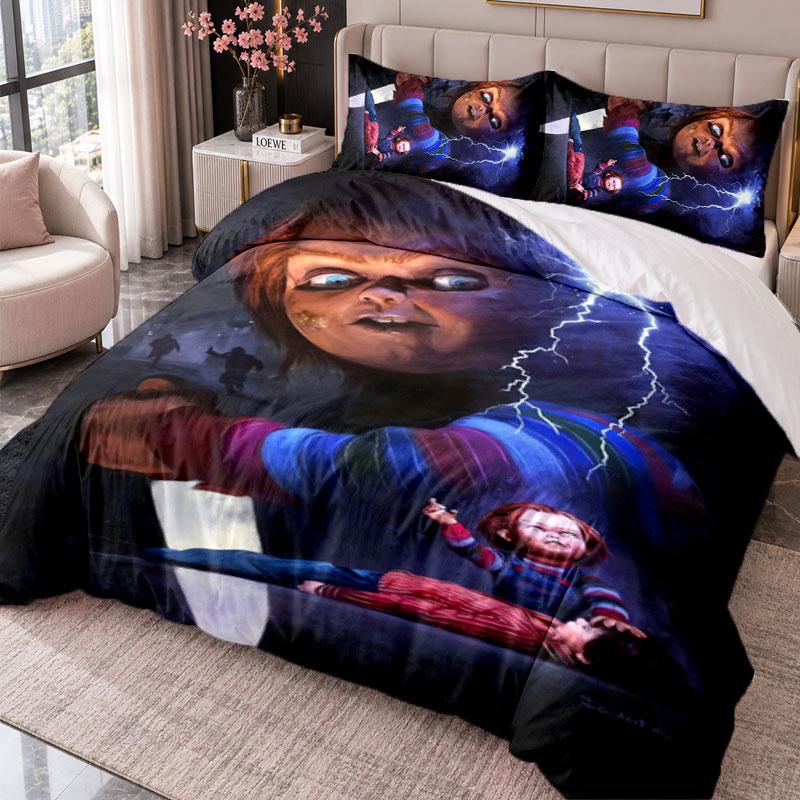 Child's Play Chucky Tiffany 3Pcs Bedding Set Duvet Cover With Two Pillowcases For Bedroom Home Decoration
