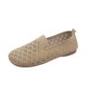 Loafers Autumn Casual Shoes Women Flat Heel Square Toe Hollow-out Sneakers Barefoot Shoe Moccasin Female Knitted 2024 New Work