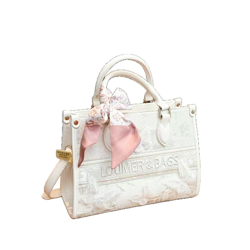 New Butterfly Embroidered Tote Bag Large Capacity Commuter Casual Style Women's Bag