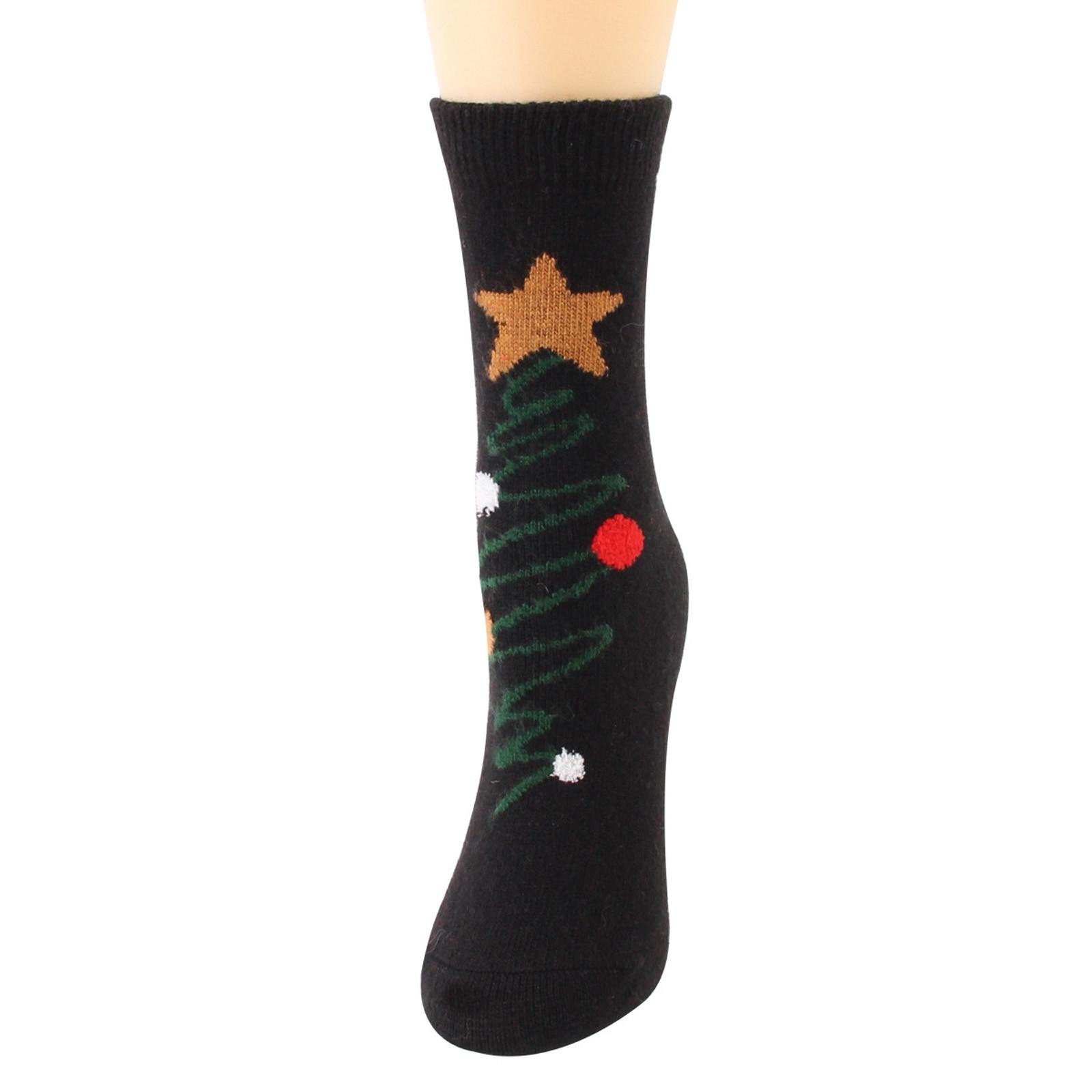 

Christmas Women Coral Socks Print Thicker - Floor Carpet Socks чёрный