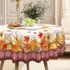 European Pastoral Table Cloth, Pumpkin + Maple Leaf Printing, Rectangular/Round/Multi-Specification Suitable Tablecloth