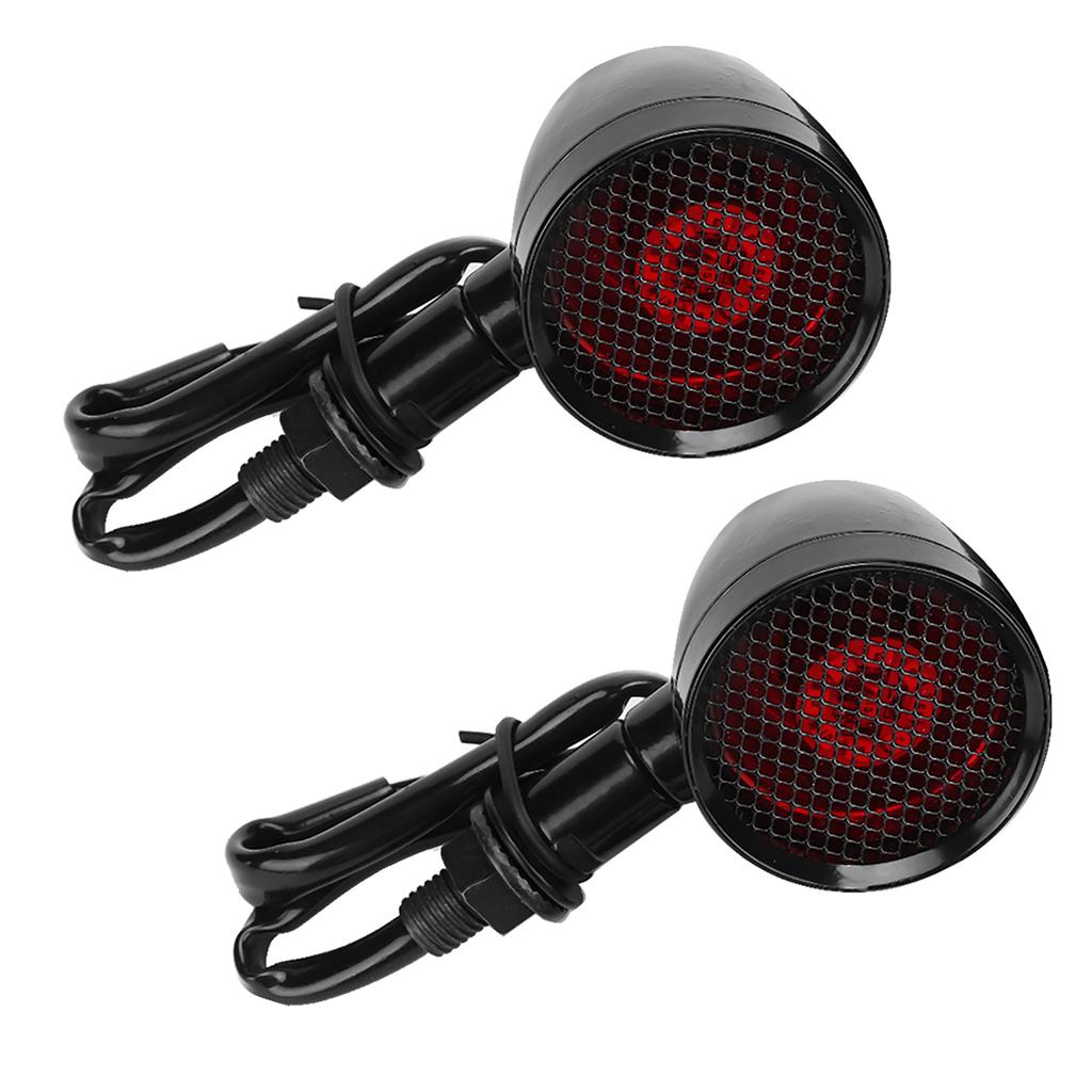 Motorcycle Retro Grid LED Turn Signal Brake Light Metal Blinker Flashes