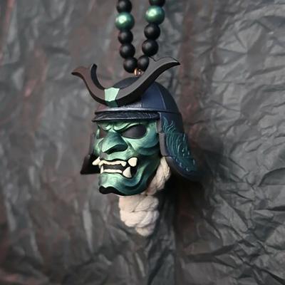 1Pc Car Accessories Scary Hanging Pendant Resin Japanese Samurai Charm Rear View Mirror Kabuto Helmet Auto Ornament