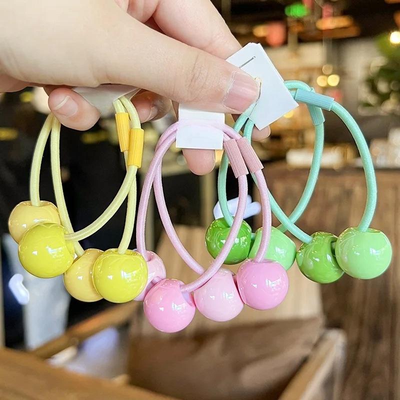 Cream Color Hair Ties Korean Style High Elasticity Ponytail Holders for Girls Kids Cute Headwear Non Damage
