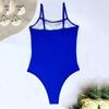 Color Bikini Swimsuit Casual Mesh Ladies Siamese Hollow Solid Swimwears Beachwear High Waist pool