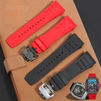 Silikon Uhrenarmband für Richard Mille Herren Erhöht Wasserdicht Schweißfest Mund Gummi Uhrenarmband Zubehör 25mm Armband