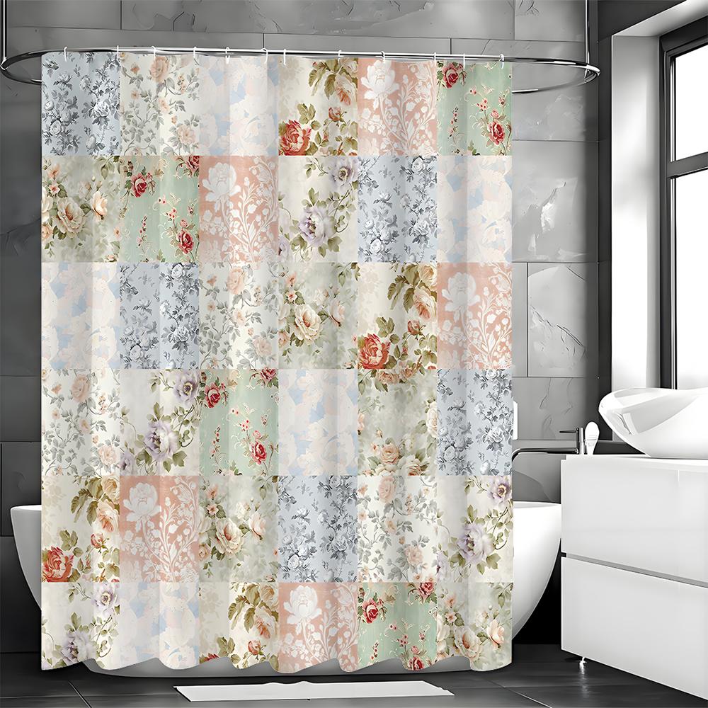 Bohemian Shower Curtain with Hooks Medieval Floral Vintage Shower Curtain for Bohemian Style Floral Bathroom Decor Waterproof Fa