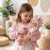 Cure 18 Inch Cloth Body Reborn Dolls Bettie Full Vinyl Body Newborn Babies Doll Wear Pink Dinosaur Romper Vivid Rebirth Dolls for Children's Day Gifts