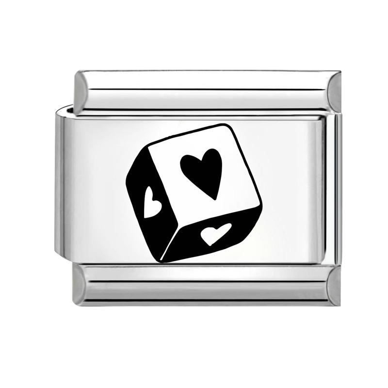 Black Piano Chess Boardlaser Engraving Links Fit 9mm Italian Charms Bracelet Jewelry DIY Making Gifts
