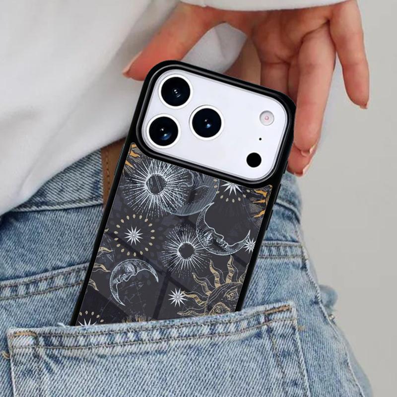 Sun And Moon Star Phone Case for iPhone 17ProMax 12 13 14 15 16e 17 Pro Max Plus Air Cover