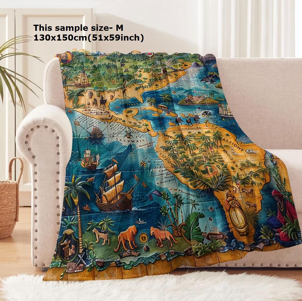 1PC Blanket Marauders Map Vintage Antique map Flannel Thin blankets for Home Office Travel Camping Perfect gifts four season use