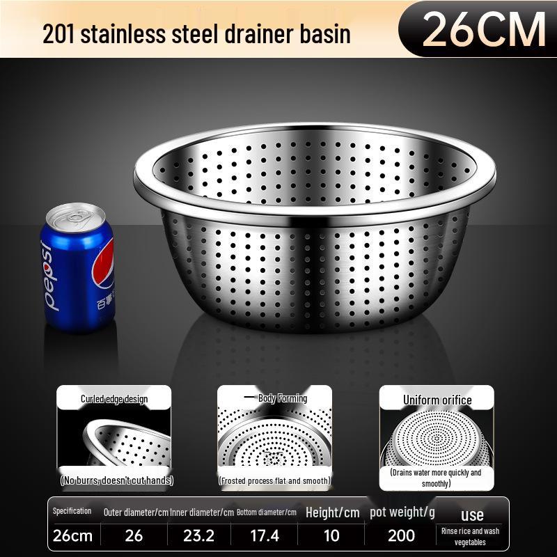 Extra Thick 304 Stainless Steel Household Deep Soup and Mixing Basin